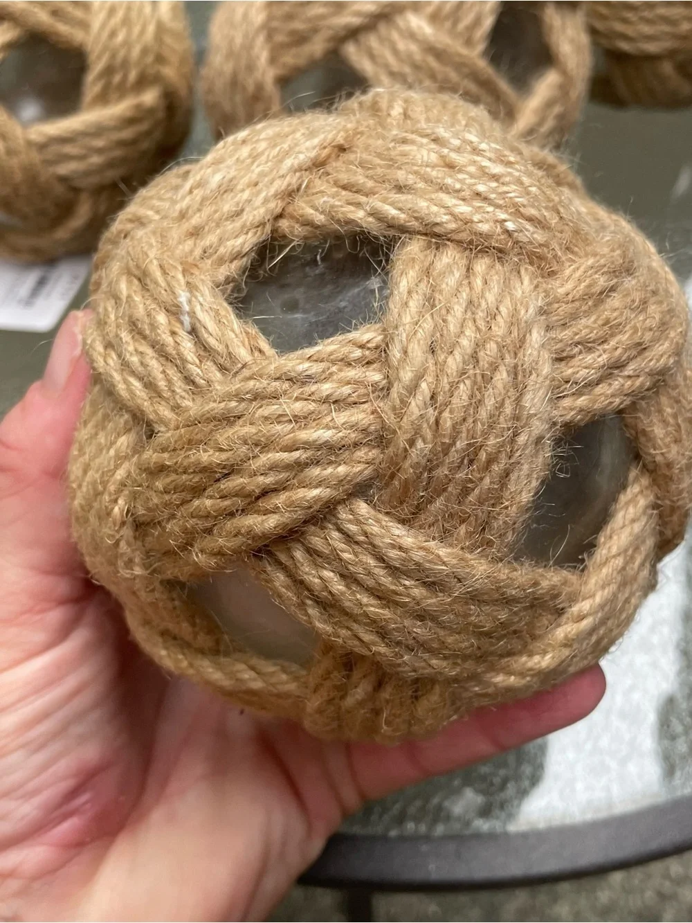 Pier 1 tan woven glass sphere decor set New
